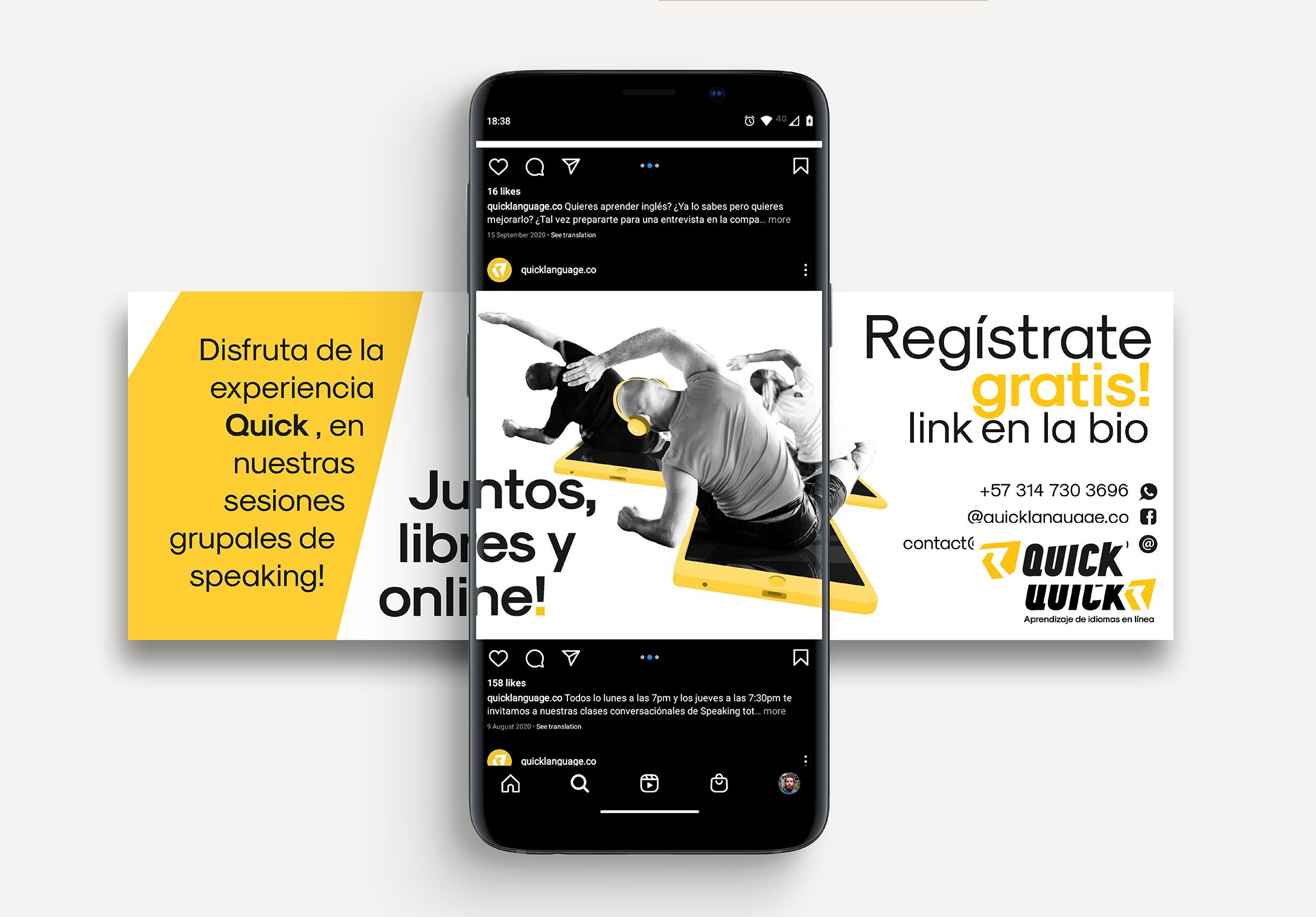 Quick Language social media mockup