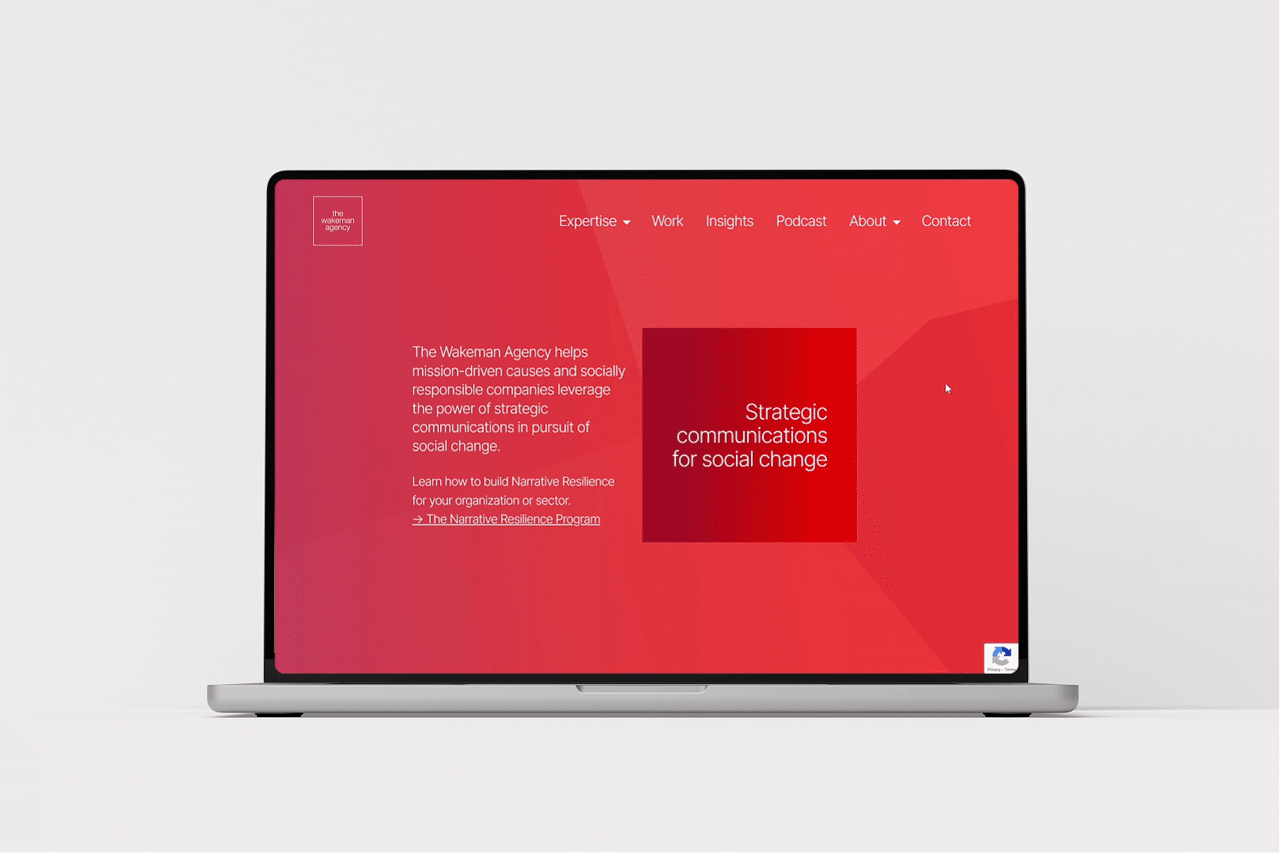 The Wakeman Agency website on laptop